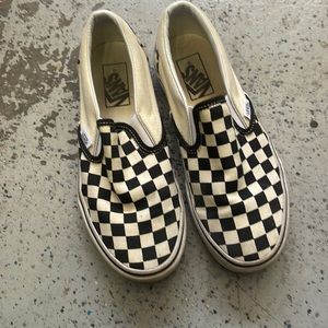 Checkered vans slip Ons